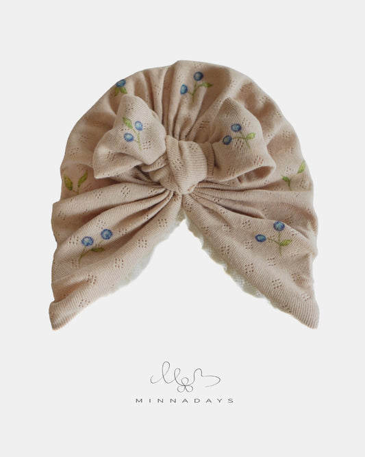 Elvira Turban - Beige, blåbär