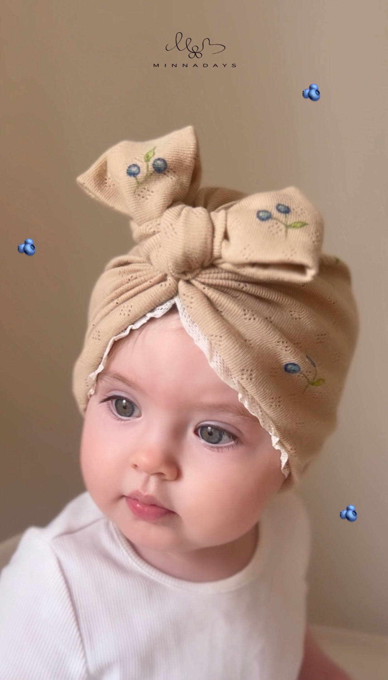 Elvira Turban - Beige, blåbär