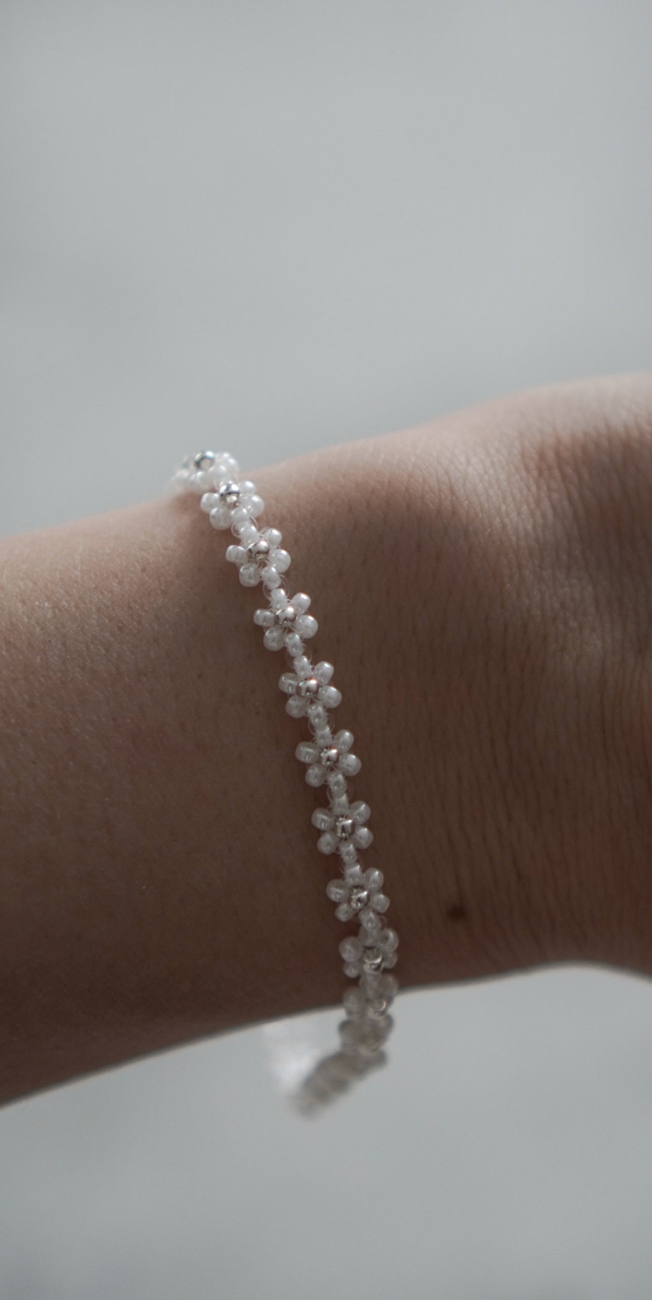 Armband - Blommor Vit / Silver
